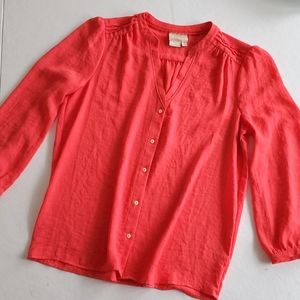 Anthropologie Vanessa Virginia Coral Blouse Sz 2